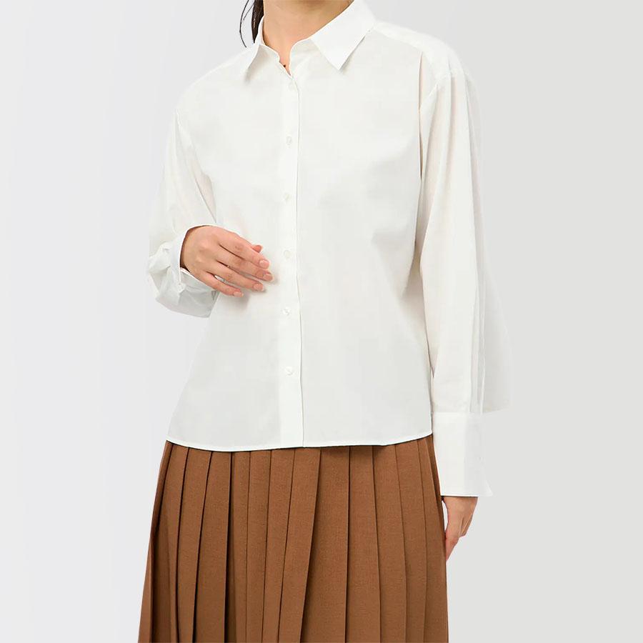 AOYAMA 【洋服の青山】透け軽減 ショート丈シャツ レディース 長袖
