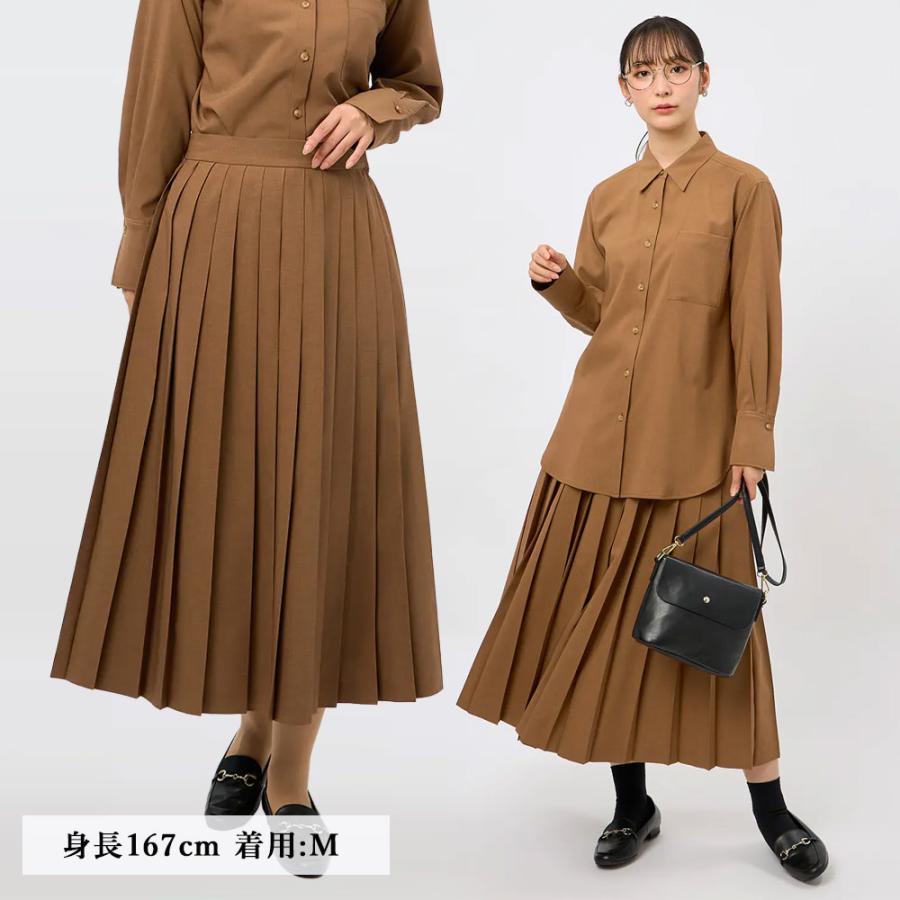 AOYAMA 【洋服の青山】プリーツスカート ロング ブラウン 茶色 無地
