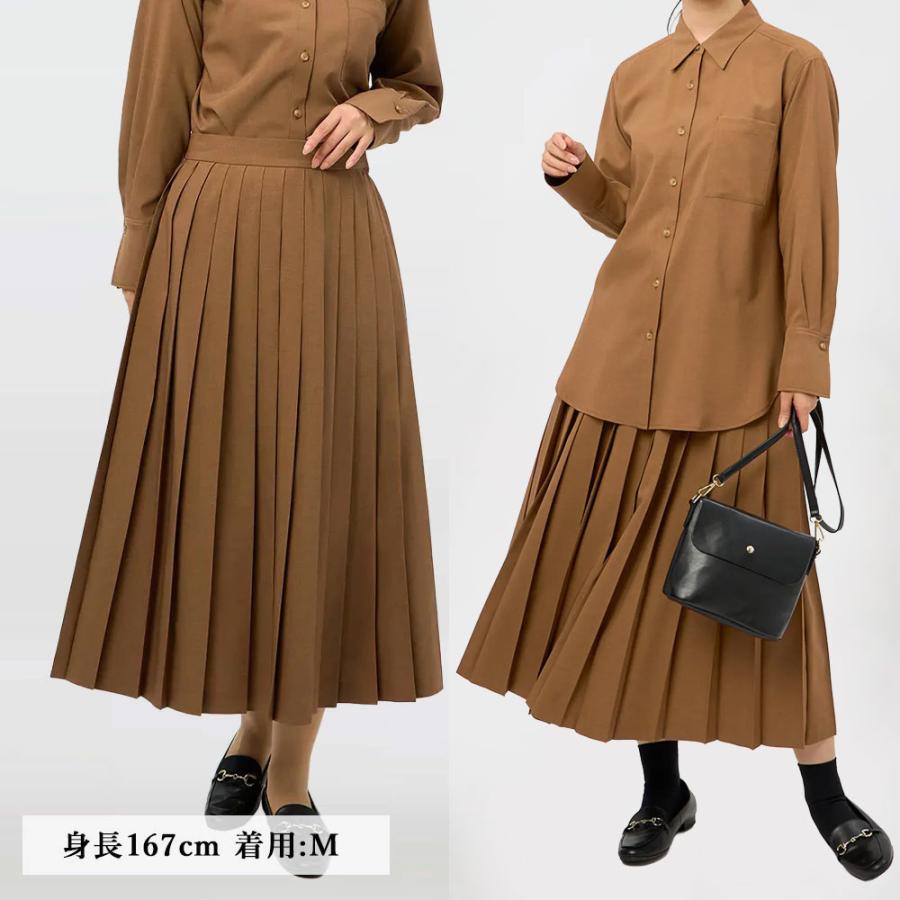 AOYAMA 【洋服の青山】プリーツスカート ロング ブラウン 茶色 無地