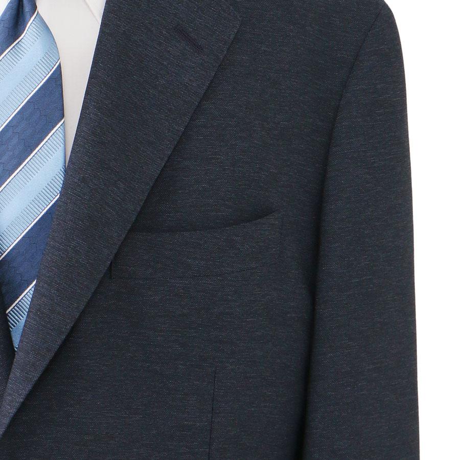 【洋服の青山】涼しい サマースーツ メンズ ゆったり 盛夏 ネイビー 紺 2ボタン シングル 背抜き センターベント ツータック LENO CLOTH 清涼感 洗える ビジネスの画像