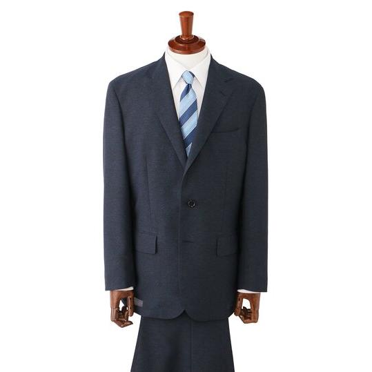 【洋服の青山】涼しい サマースーツ メンズ ゆったり 盛夏 ネイビー 紺 2ボタン シングル 背抜き センターベント ツータック LENO CLOTH 清涼感 洗える ビジネスの画像