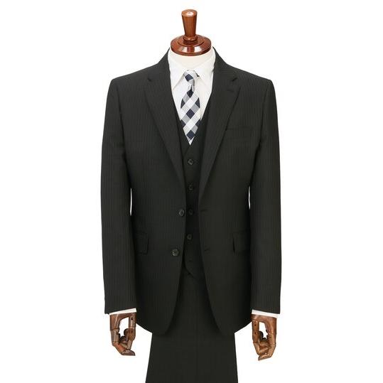 【全日本紳士服産業協議会】黒 洗える 3ピーススーツ 紳士服 96A7【新品】 スーツスタイルMARUTOMI 3ピーススーツ メンズ スリーピース