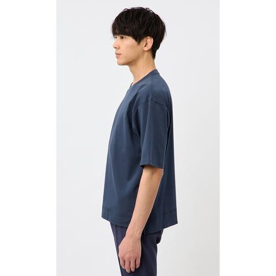 AOYAMA 【洋服の青山】春夏 ネイビー系 綿100％ とにかく 涼しい T