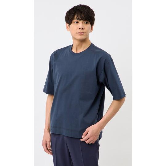 AOYAMA 【洋服の青山】春夏 ネイビー系 綿100％ とにかく 涼しい T