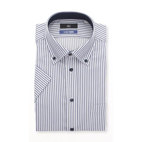 AOYAMA 【洋服の青山】ミズノ ワイシャツ 半袖 メンズ 盛夏用 ネイビー