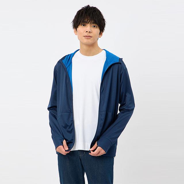 AOYAMA 【洋服の青山】着るヒヤロン パーカー メンズ 春夏 ネイビー 紺
