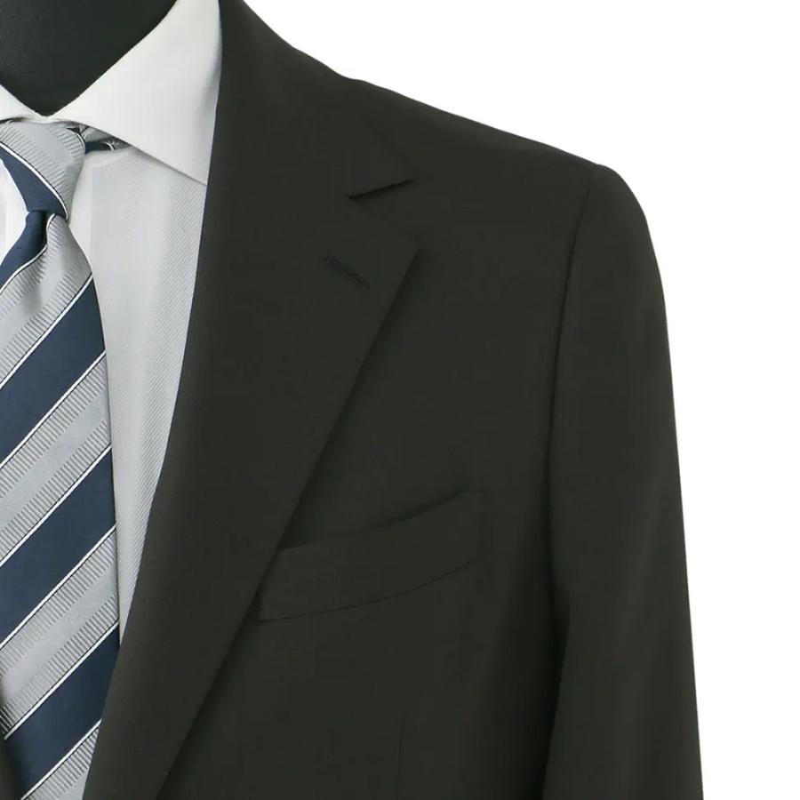 【洋服の青山】大きいサイズ 温度調節 スーツ メンズ ゆったり 春夏秋冬 ブラック 黒 2ボタン 背抜き ワンタック ウエストアジャスター 洗える ストレッチの画像