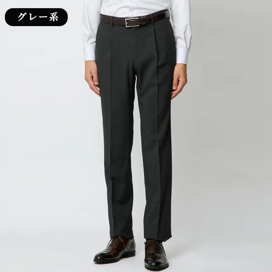 【洋服の青山】ツーパンツ スーツ メンズ スリム オールシーズン グレー 灰色 ワンタック 2パンツ 洗える ストレッチ 動きやすい 消臭 【CONTROLα】の画像