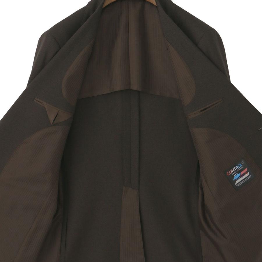 【洋服の青山】ツーパンツ CONTROLα 温度調節 スーツ メンズ スリム 春夏秋冬 ブラウン 茶色 2パンツ 大きいサイズ ワンタック 洗える ストレッチ 動きやすいの画像