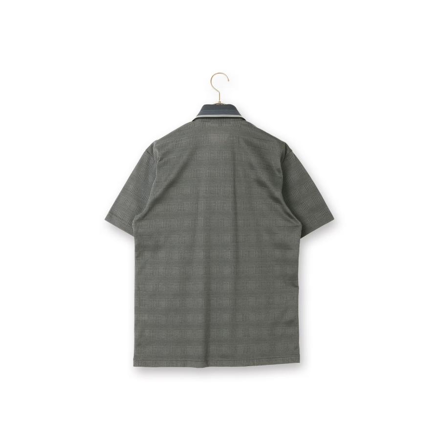 AOYAMA 【洋服の青山】春夏用 グレー系 地柄チェック ポロシャツ 日本