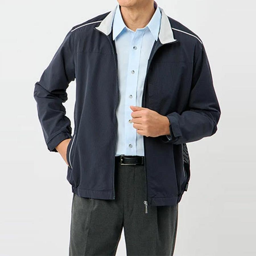 AOYAMA 【洋服の青山】通気対策 サッカーメッシュ切替ブルゾン メンズ