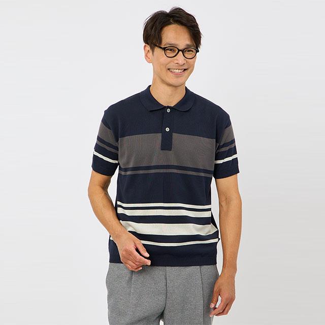AOYAMA 【洋服の青山】 日本製 ニットポロシャツ 半袖 メンズ 春夏