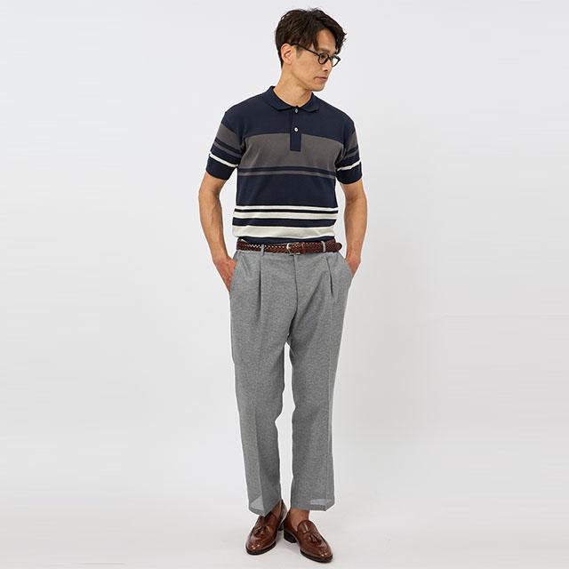AOYAMA 【洋服の青山】 日本製 ニットポロシャツ 半袖 メンズ 春夏
