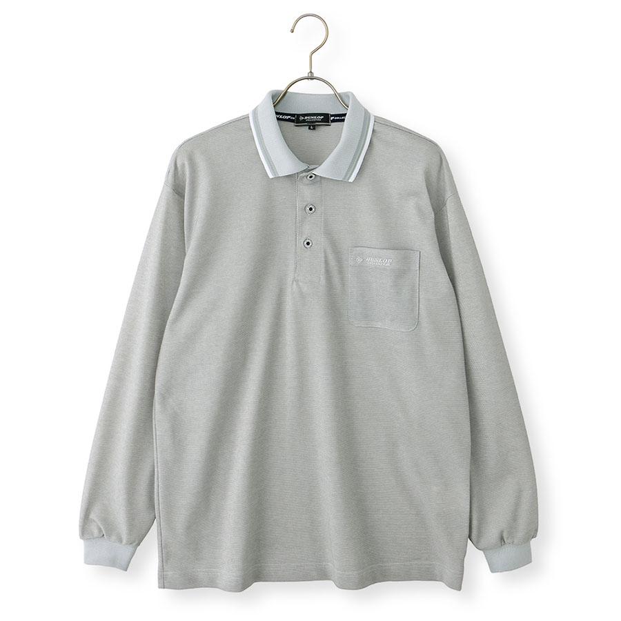  グレー 長袖ポロシャツ L AOYAMA 【洋服の青山】日本製 DUNLOP ダンロップ 鹿の子ポロシャツ