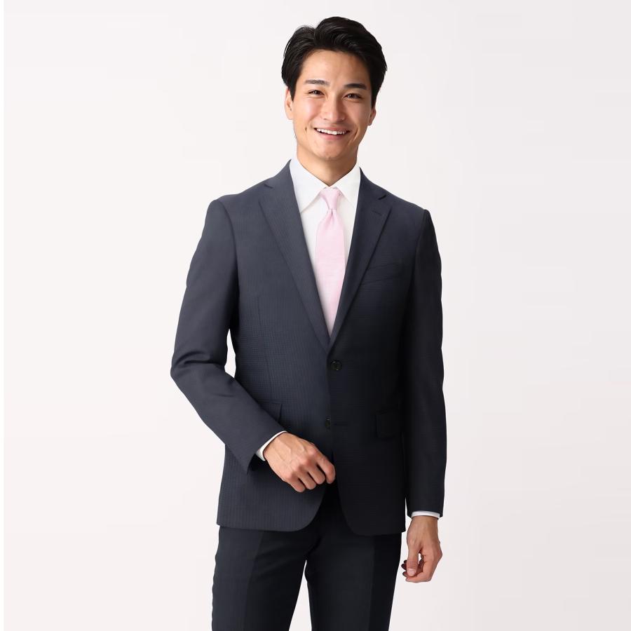 洋服の青山】春夏 ネイビー系 スタイリッシュスーツ【ウォッシャブル 