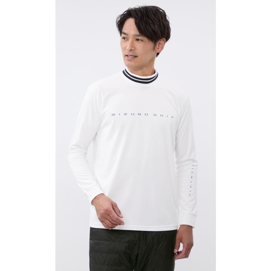 AOYAMA 【洋服の青山】モックネック シャツ メンズ 秋冬用 ホワイト系