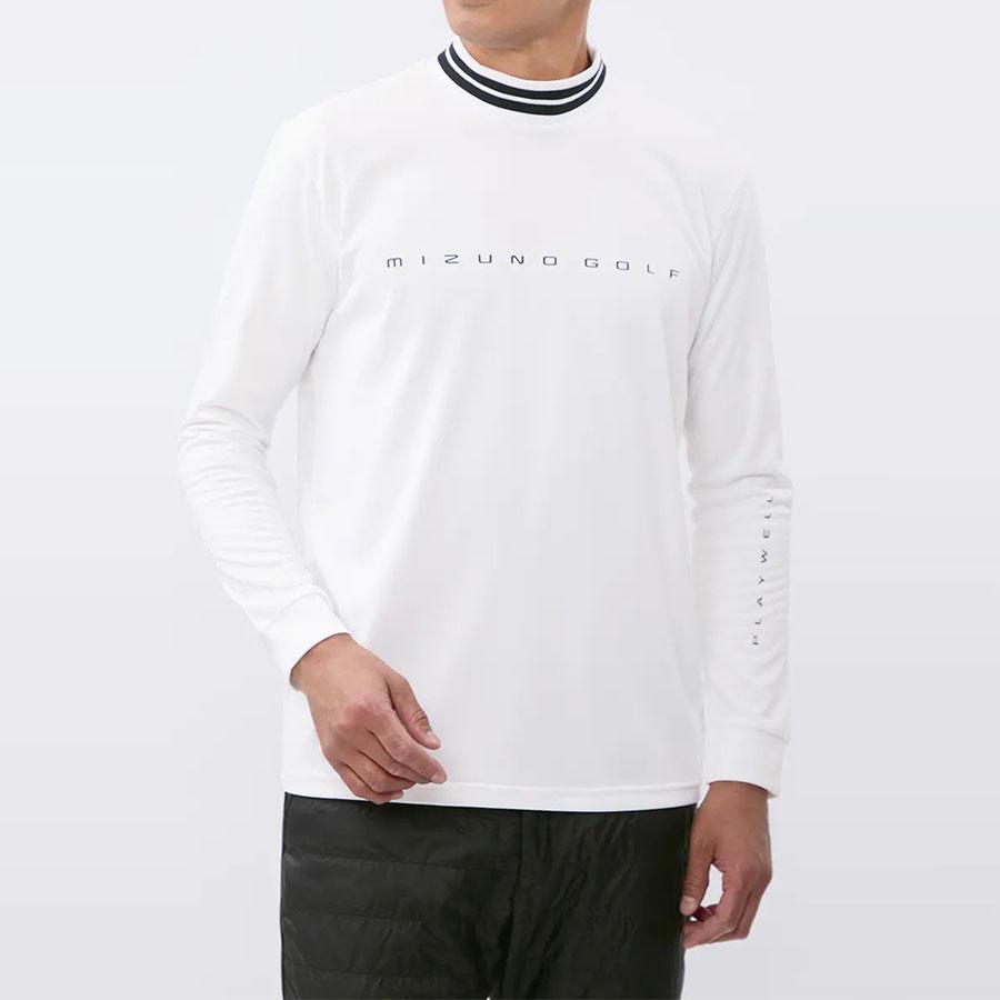 AOYAMA 【洋服の青山】モックネック シャツ メンズ 秋冬用 ホワイト系