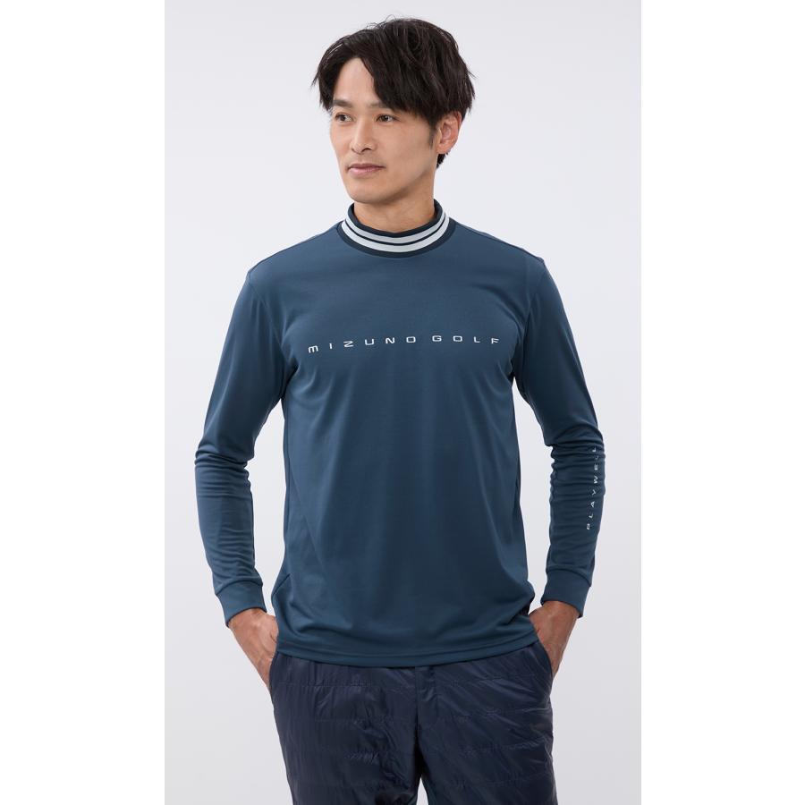 AOYAMA 【洋服の青山】モックネック シャツ メンズ 秋冬用 ネイビー系