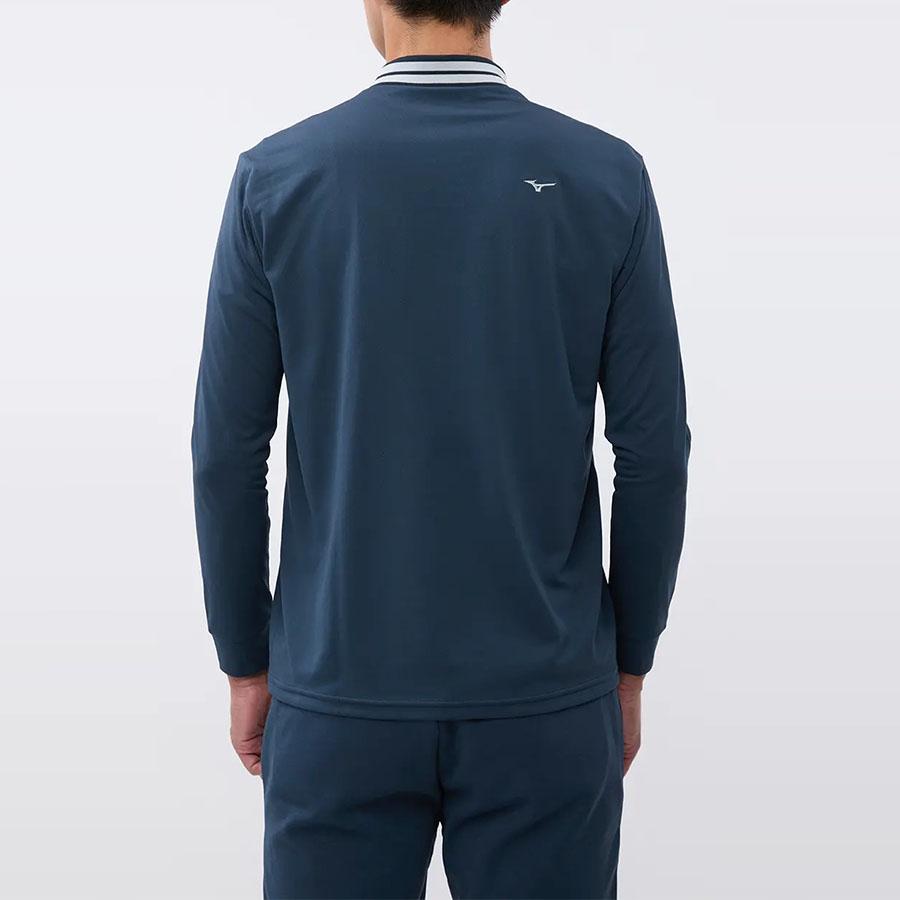 AOYAMA 【洋服の青山】モックネック シャツ メンズ 秋冬用 ネイビー系