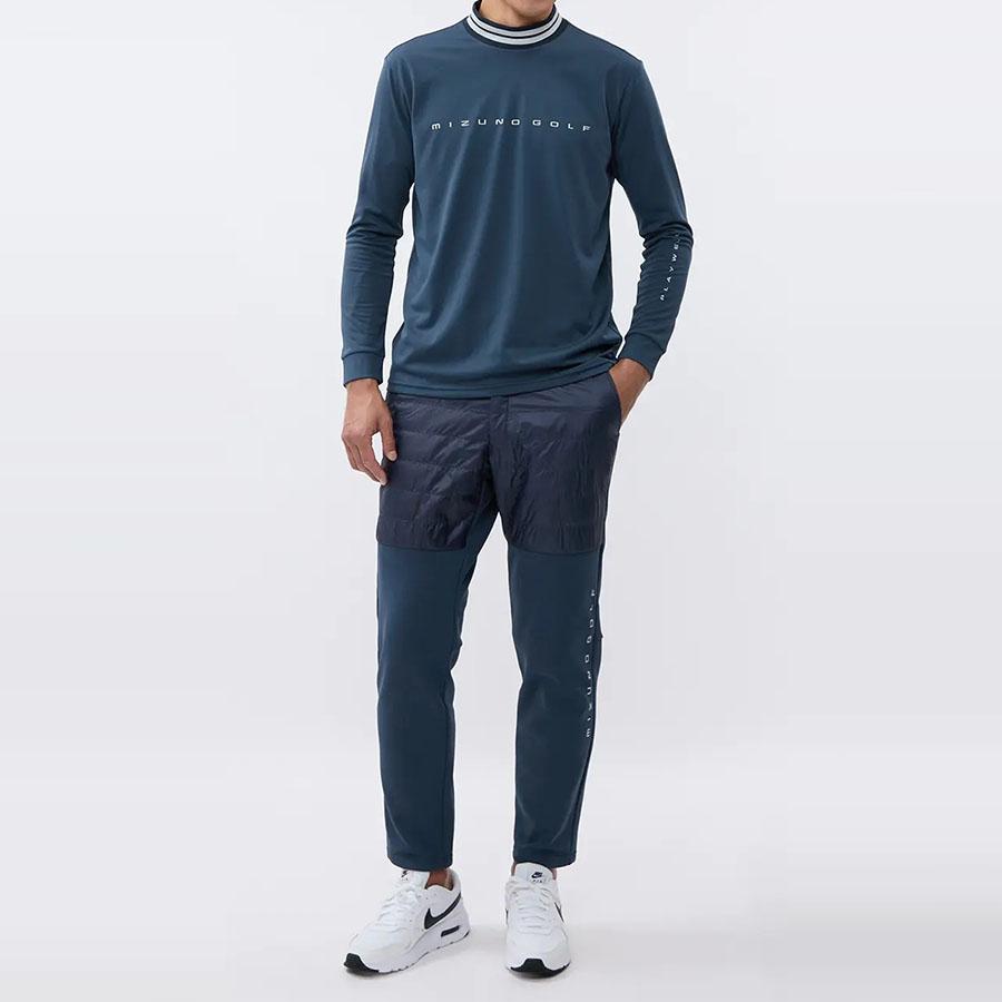 AOYAMA 【洋服の青山】モックネック シャツ メンズ 秋冬用 ネイビー系