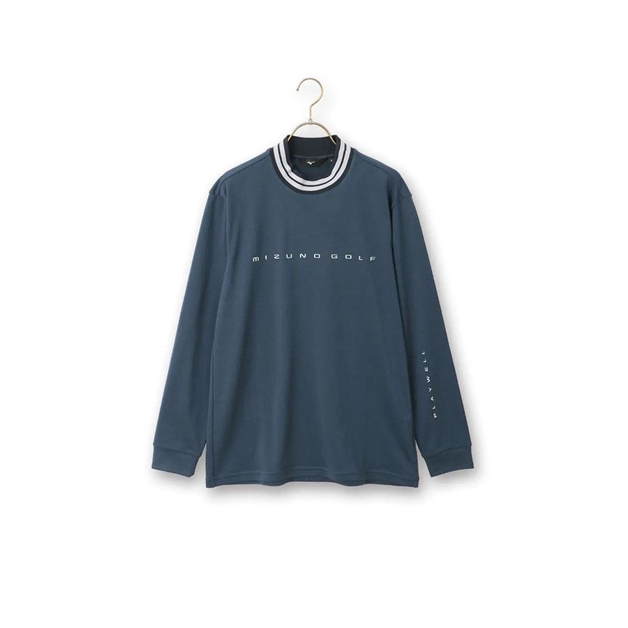 AOYAMA 【洋服の青山】モックネック シャツ メンズ 秋冬用 ネイビー系