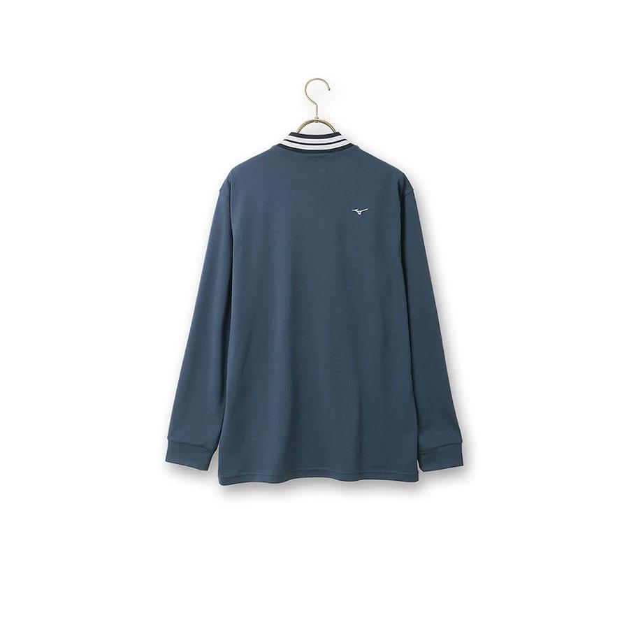 AOYAMA 【洋服の青山】モックネック シャツ メンズ 秋冬用 ネイビー系