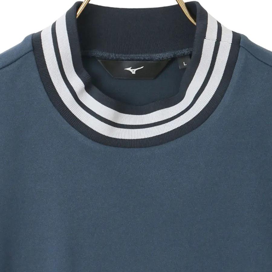 AOYAMA 【洋服の青山】モックネック シャツ メンズ 秋冬用 ネイビー系