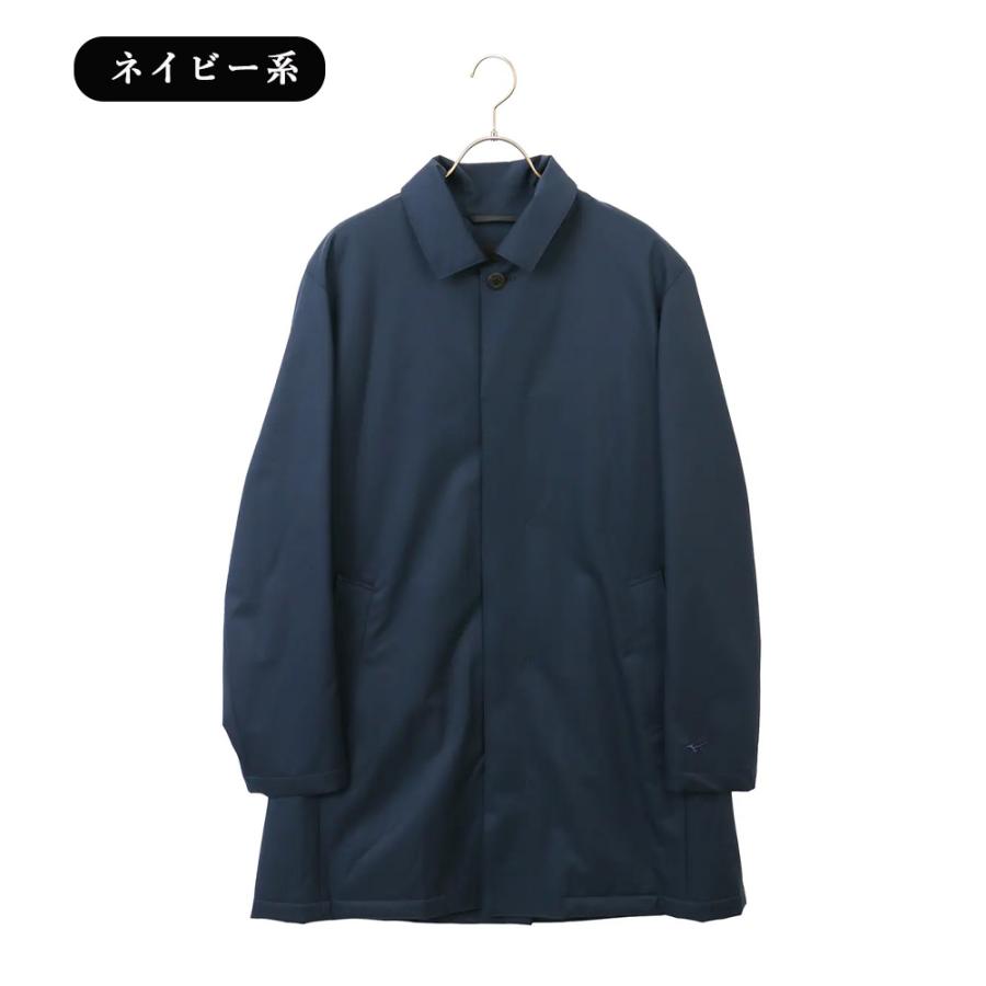 【洋服の青山】吸湿 発熱 ステンカラーコート メンズ スリム 秋冬 ネイビー 紺 無地 大きいサイズ 暖かい 保温 軽い 撥水 耐水 軽量 防風 雨 雪 着脱可能フードの画像