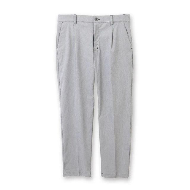 【洋服の青山】裾上げ済み ミズノ とにかく 涼しい パンツ メンズ スリム 春夏用 ブルーグレー テーパードパンツ ワンタック 洗える 動きやすい ひんやり 冷たい