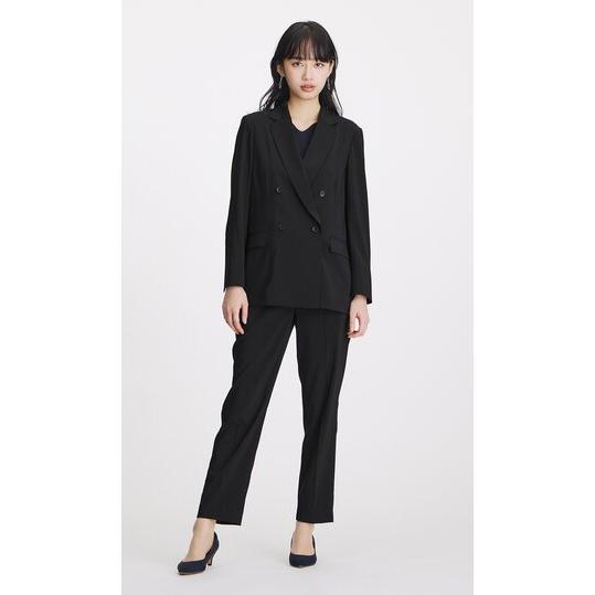 【洋服の青山】盛夏 ブラック系 4ボタンダブルジャケット【涼】【超軽量】【セットアップ着用可】【WEB限定】 ダブルジャケット 4ボタン 裏地なしの画像