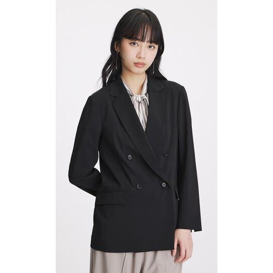 【洋服の青山】盛夏 ブラック系 4ボタンダブルジャケット【涼】【超軽量】【セットアップ着用可】【WEB限定】 ダブルジャケット 4ボタン 裏地なしの画像