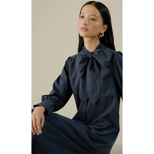 AOYAMA 【洋服の青山】リボンワンピース レディース 長袖 フロント  