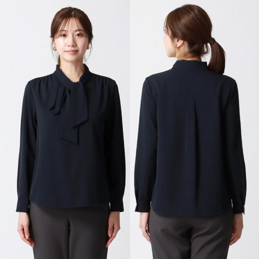 AOYAMA 【洋服の青山】春夏 秋冬 ネイビー アシンメトリーフリル