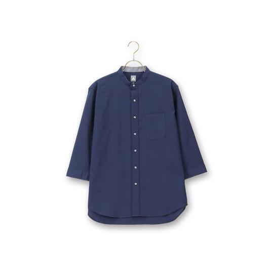 AOYAMA 【洋服の青山】バンドカラーシャツ 7分袖 メンズ 春夏 秋冬