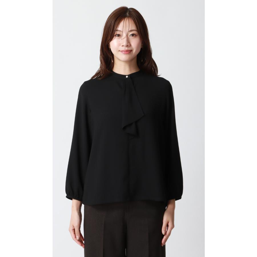 アンミヌ ブラックシフォン長袖ブラウス AOYAMA 【洋服の青山】《最短当日発送》フリル ボウタイ ブラウス