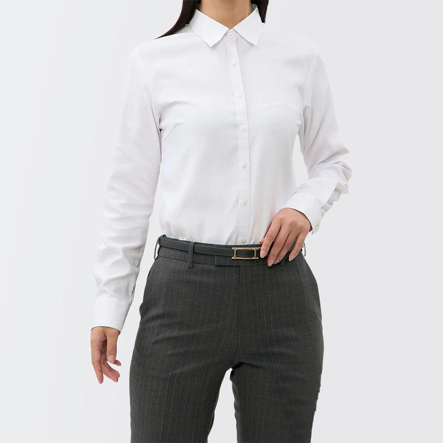 AOYAMA 【洋服の青山】透けにくい シャツ レディース 長袖 ホワイト 白