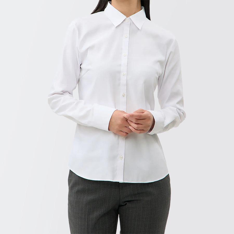AOYAMA 【洋服の青山】透けにくい シャツ レディース 長袖 ホワイト 白