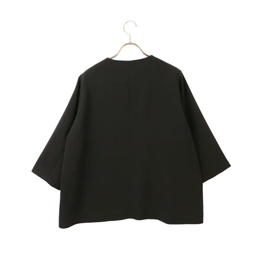 【洋服の青山】《最短当日発送》オールシーズン ブラック 黒 Aラインジャケット＆テーパードパンツフォーマル 2点セット WEB限定 ジャケット ノーカラー Aラインの画像
