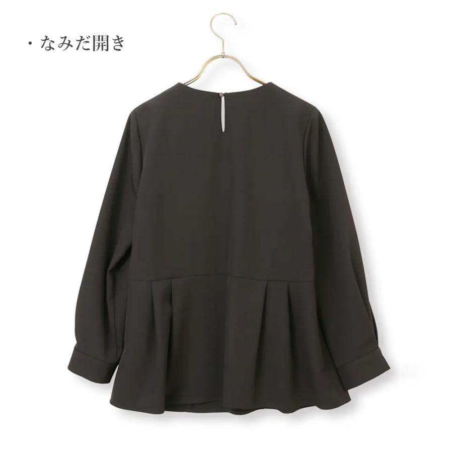 スピック アンド スパン ノーブル❤️クレープジョーゼットブラウス ジョーゼット ヨークフレア ショートスリーブ ブラウス マシン
