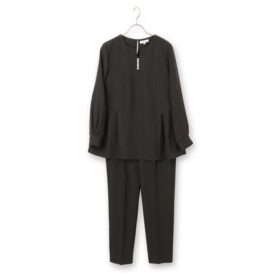 AOYAMA 【洋服の青山】ブラック系 パール ブラウス セットアップ