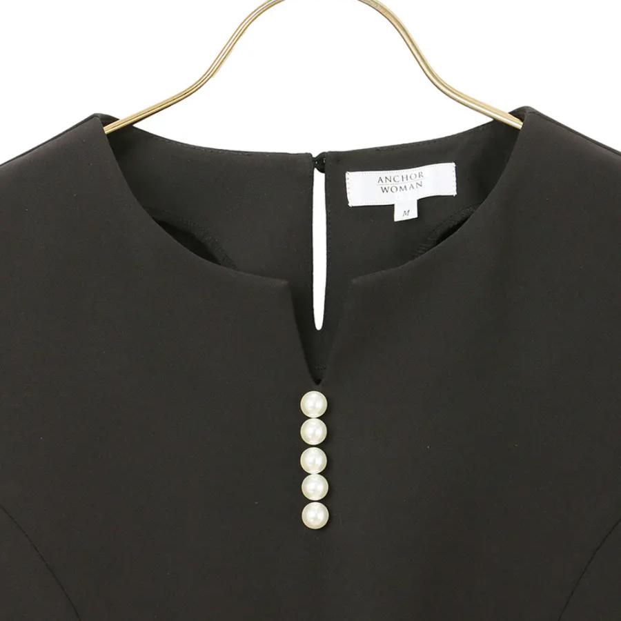 AOYAMA 【洋服の青山】ブラック系 パール ブラウス セットアップ