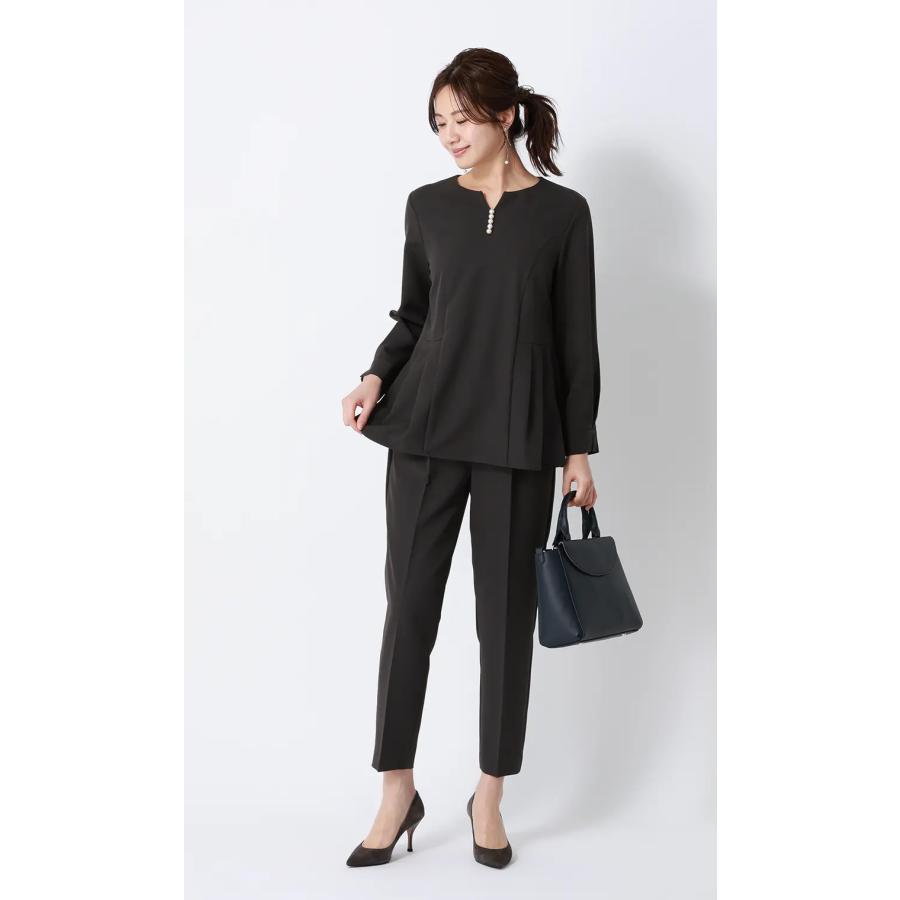 AOYAMA 【洋服の青山】ブラック系 パール ブラウス セットアップ