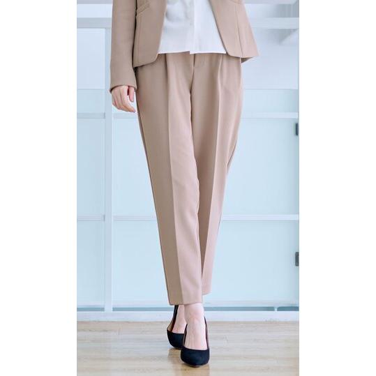 【洋服の青山】《最短当日発送》オケージョン セットアップ Vカラージャケット テーパードパンツ レディース 春夏 秋冬 ベージュ 肌色 無地 洗える ストレッチ_2