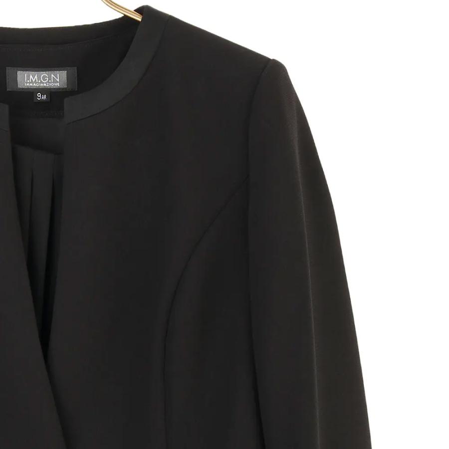 【洋服の青山】洗える 喪服 礼服 2点セット アンサンブル フォーマル ノーカラーシフォンアンサンブル オールシーズン ブラック ウォッシャブル レディースの画像