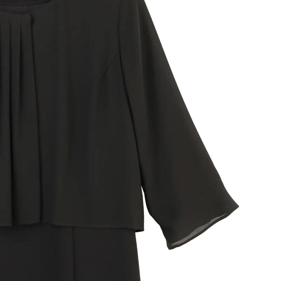 【洋服の青山】洗える 喪服 礼服 2点セット アンサンブル フォーマル ノーカラーシフォンアンサンブル オールシーズン ブラック ウォッシャブル レディースの画像