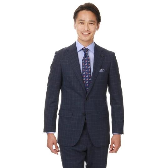 洋服の青山】春夏用 ネイビー系 プレミアムスタイリッシュスーツ【戸賀 