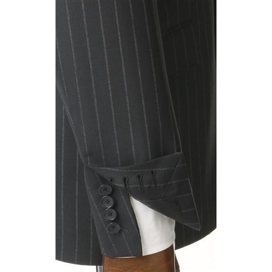 【洋服の青山】スーツ メンズ 春夏 ネイビー系 紺 ストライプ スリム 2ボタン 背抜き 脇当て ノータック 細身体 メンズスーツ ビジネス  PERSON'S FOR MEN 013