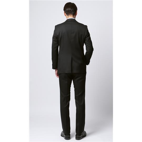 【洋服の青山】メンズ スーツ オールシーズン用 ブラック系 プレミアムスタイリッシュスーツ ツーパンツ 春 夏 秋 冬 男性 紳士服 パンツ2着 メンズスーツの画像