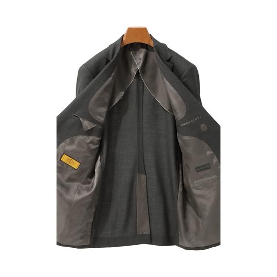 【洋服の青山】プレミアム ウール100% スーツ ツーパンツ メンズ スリム 春夏 グレー ストライプ 高品質 Super110's ストレッチ 背抜き 本切羽 ノータックの画像