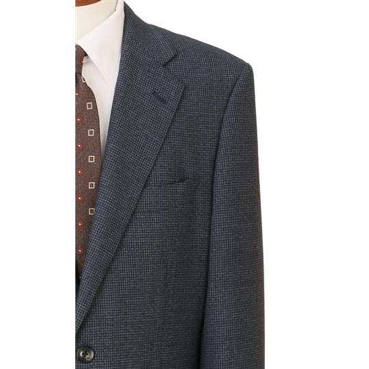 【洋服の青山】ウール100％ メンズ スーツ 春夏 ネイビー 紺 プレミアム スタンダード ARLING&標準 男性 紳士服 2ボタン ワンタック 千鳥格子 吸湿の画像
